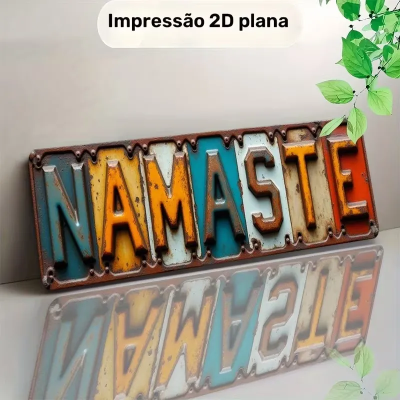 Placa Decorativa Namastê Vintage Retrô 40x10cm